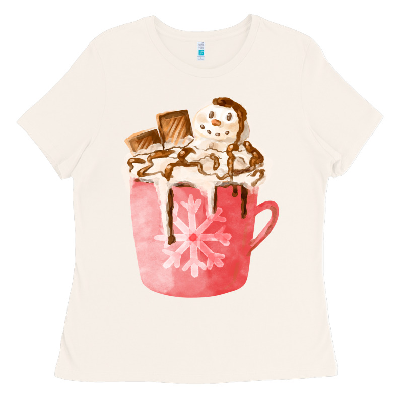 Hotcocoa With Snowman  Fa Element Ladies Tee by FaDigitalArtStudio | Teevron