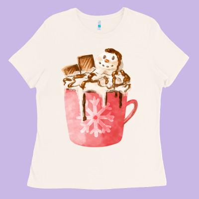 Hotcocoa With Snowman  Fa Element Ladies Tee Designed By Fadigitalartstudio