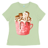 Matcha hotcocoa with snowman  fa element Ladies Tee - FaDigitalArtStudio