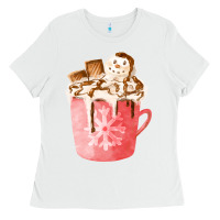 White hotcocoa with snowman  fa element Ladies Tee - FaDigitalArtStudio