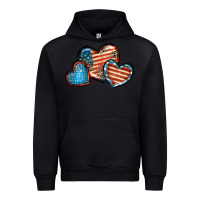 Black American flag hearts 4th of july Urban Hoodie - FaDigitalArtStudio