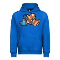 Cobalt American flag hearts 4th of july Urban Hoodie - FaDigitalArtStudio