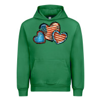 Emerald American flag hearts 4th of july Urban Hoodie - FaDigitalArtStudio