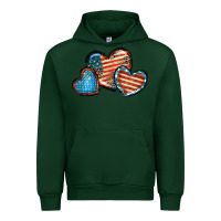 Forest Green American flag hearts 4th of july Urban Hoodie - FaDigitalArtStudio