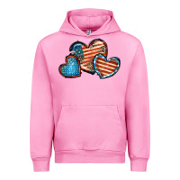 Fuchsia Pink American flag hearts 4th of july Urban Hoodie - FaDigitalArtStudio