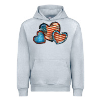 Heather Grey American flag hearts 4th of july Urban Hoodie - FaDigitalArtStudio