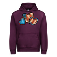 Mauve Wine American flag hearts 4th of july Urban Hoodie - FaDigitalArtStudio