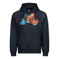 Navy American flag hearts 4th of july Urban Hoodie - FaDigitalArtStudio
