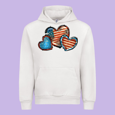 American Flag Hearts 4th Of July Urban Hoodie Designed By Fadigitalartstudio