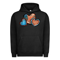 Pigment Black American flag hearts 4th of july Urban Hoodie - FaDigitalArtStudio