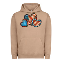 Pigment Burro American flag hearts 4th of july Urban Hoodie - FaDigitalArtStudio