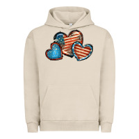 Pigment French Oak American flag hearts 4th of july Urban Hoodie - FaDigitalArtStudio