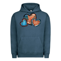 Pigment Midnight Navy American flag hearts 4th of july Urban Hoodie - FaDigitalArtStudio
