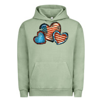 Pigment Oil Green American flag hearts 4th of july Urban Hoodie - FaDigitalArtStudio
