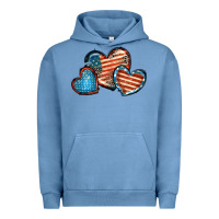 Pigment Pebble Blue American flag hearts 4th of july Urban Hoodie - FaDigitalArtStudio