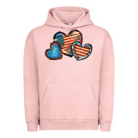 Pigment Salmon American flag hearts 4th of july Urban Hoodie - FaDigitalArtStudio