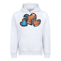 White American flag hearts 4th of july Urban Hoodie - FaDigitalArtStudio