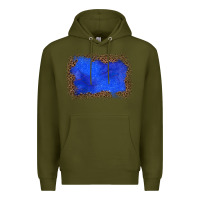 Army Green gemstone blue leopard background Premium Hoodie - JahusDesignShop