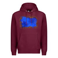 Burgundy gemstone blue leopard background Premium Hoodie - JahusDesignShop