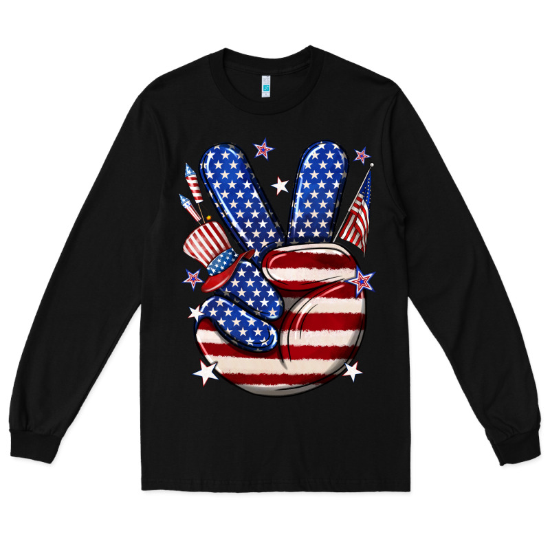 Peace 4th July Long Sleeve Tee by NancyCooperArtShop | Teevron