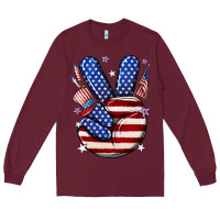 Burgundy peace 4th july Long Sleeve Tee - NancyCooperArtShop