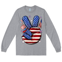 Heather Grey peace 4th july Long Sleeve Tee - NancyCooperArtShop