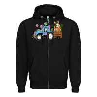 Black easter tracktor bunny carrot flowers  egg Zipper Hoodie - RanaPortraitStore