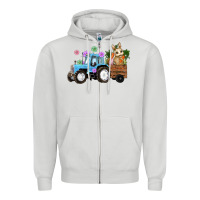 Dove Grey easter tracktor bunny carrot flowers  egg Zipper Hoodie - RanaPortraitStore