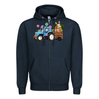 Navy easter tracktor bunny carrot flowers  egg Zipper Hoodie - RanaPortraitStore
