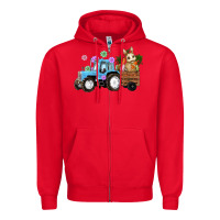 Red easter tracktor bunny carrot flowers  egg Zipper Hoodie - RanaPortraitStore