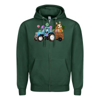 Sports Green easter tracktor bunny carrot flowers  egg Zipper Hoodie - RanaPortraitStore