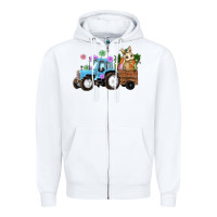 White easter tracktor bunny carrot flowers  egg Zipper Hoodie - RanaPortraitStore