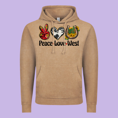 Peace Love West Vintage Hoodie Designed By Barkaloodesign