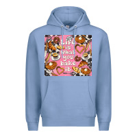 Colony Blue life is what you bake it with cowhide Premium Hoodie - TumblerDesignByShophia