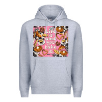 Heather Grey life is what you bake it with cowhide Premium Hoodie - TumblerDesignByShophia