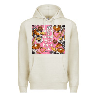 Oatmeal Heather life is what you bake it with cowhide Premium Hoodie - TumblerDesignByShophia