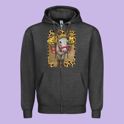 Donkey With Sunflowers Zipper Hoodie Designed By Bettercallsaul