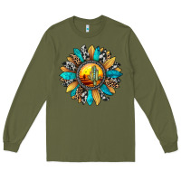 Army Green sunset sunflower Long Sleeve Tee - JahusDesignShop