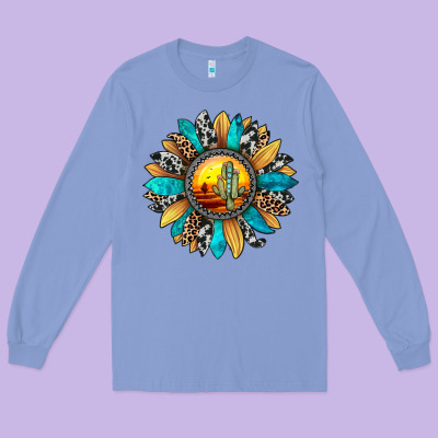 Sunset Sunflower Long Sleeve Tee Designed By Jahusdesignshop