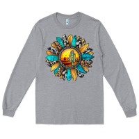 Heather Grey sunset sunflower Long Sleeve Tee - JahusDesignShop