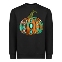 Black Western cowhide turquoise pumpkin Heavyweight Sweatshirt - NancyCooperArtShop