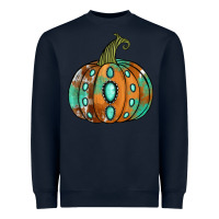 Navy Western cowhide turquoise pumpkin Heavyweight Sweatshirt - NancyCooperArtShop