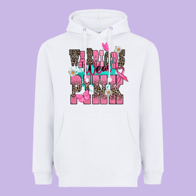 Warriors Wear Pink Cancer Awareness Heavyweight Hoodie Designed By Howdyjamesfarm