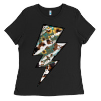 Black Lightning Bolt Ladies Tee - JahusDesignShop