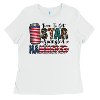 White Star Spangled Hammered Ladies Tee - CowhideDigitalArt