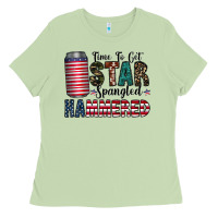 Matcha Star Spangled Hammered Ladies Tee - CowhideDigitalArt