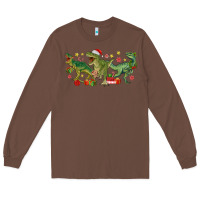 Chestnut christmas dinosaurs Long Sleeve Tee - MaliasSmallBusiness