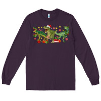 Plum christmas dinosaurs Long Sleeve Tee - MaliasSmallBusiness