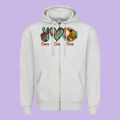 Peace Love Cows Zipper Hoodie Designed By Bettercallsaul