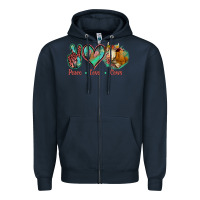 Navy Peace Love Cows Zipper Hoodie - Bettercallsaul